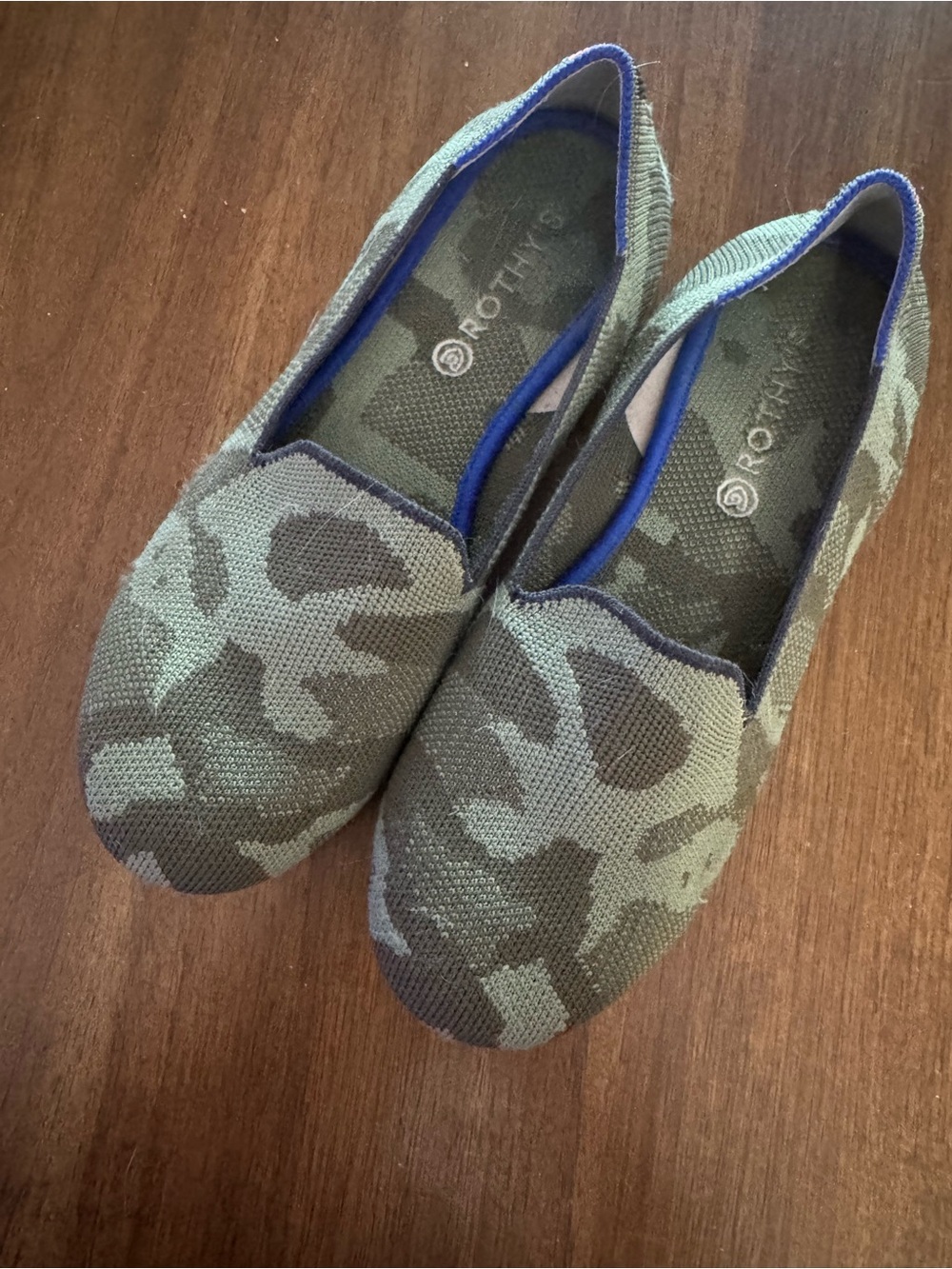 Rothy's Olive Green Camo Knit Slip-On